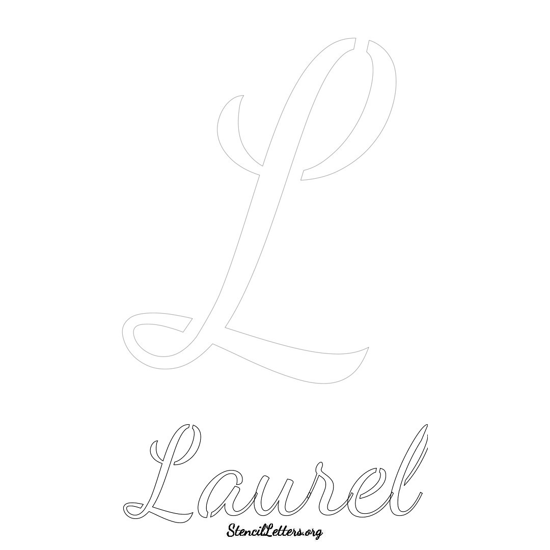 Laurel printable name initial stencil in Cursive Script Lettering