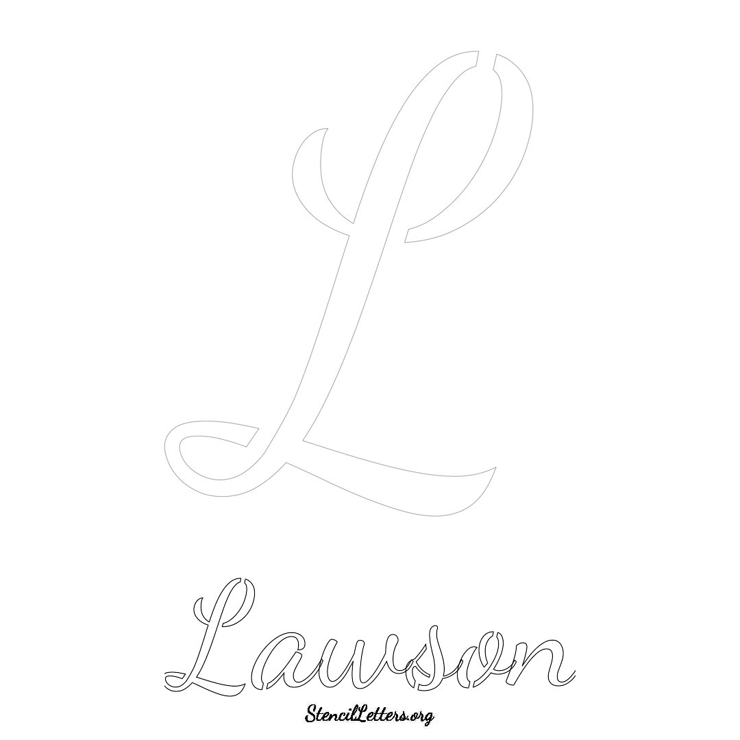 Lawson printable name initial stencil in Cursive Script Lettering