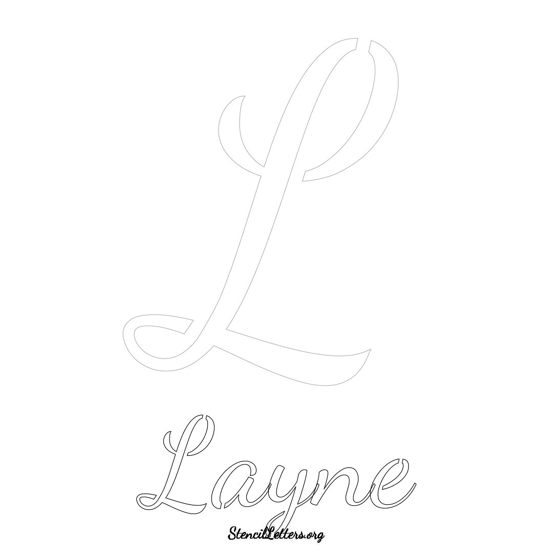 Layne printable name initial stencil in Cursive Script Lettering