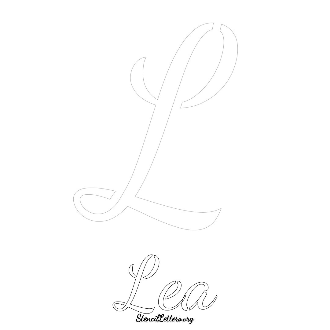 Lea printable name initial stencil in Cursive Script Lettering