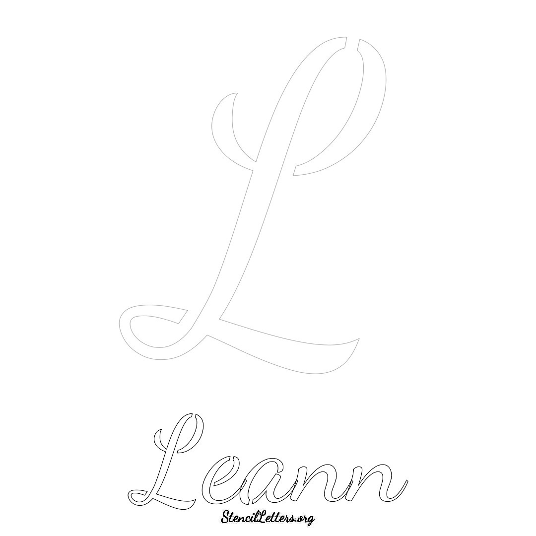 Leann printable name initial stencil in Cursive Script Lettering