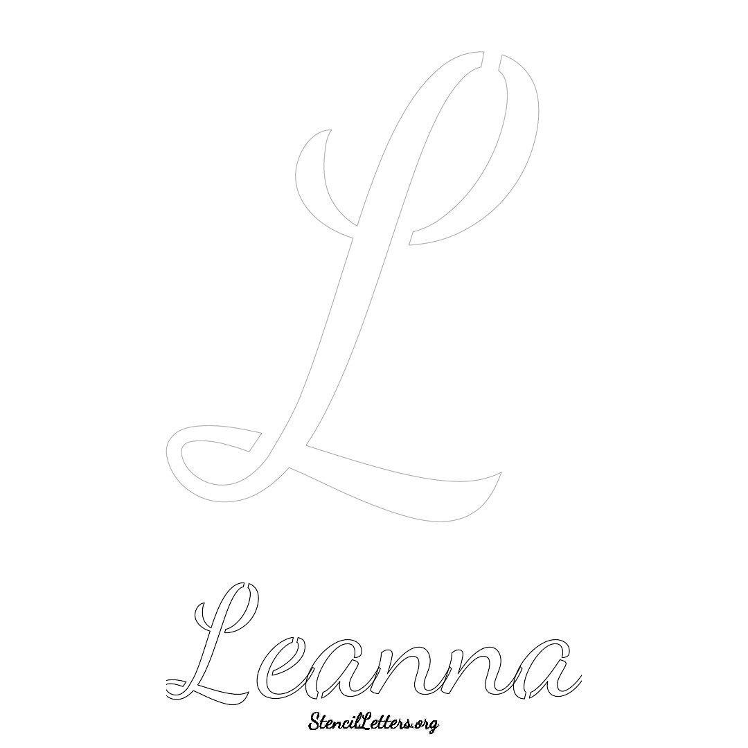 Leanna printable name initial stencil in Cursive Script Lettering