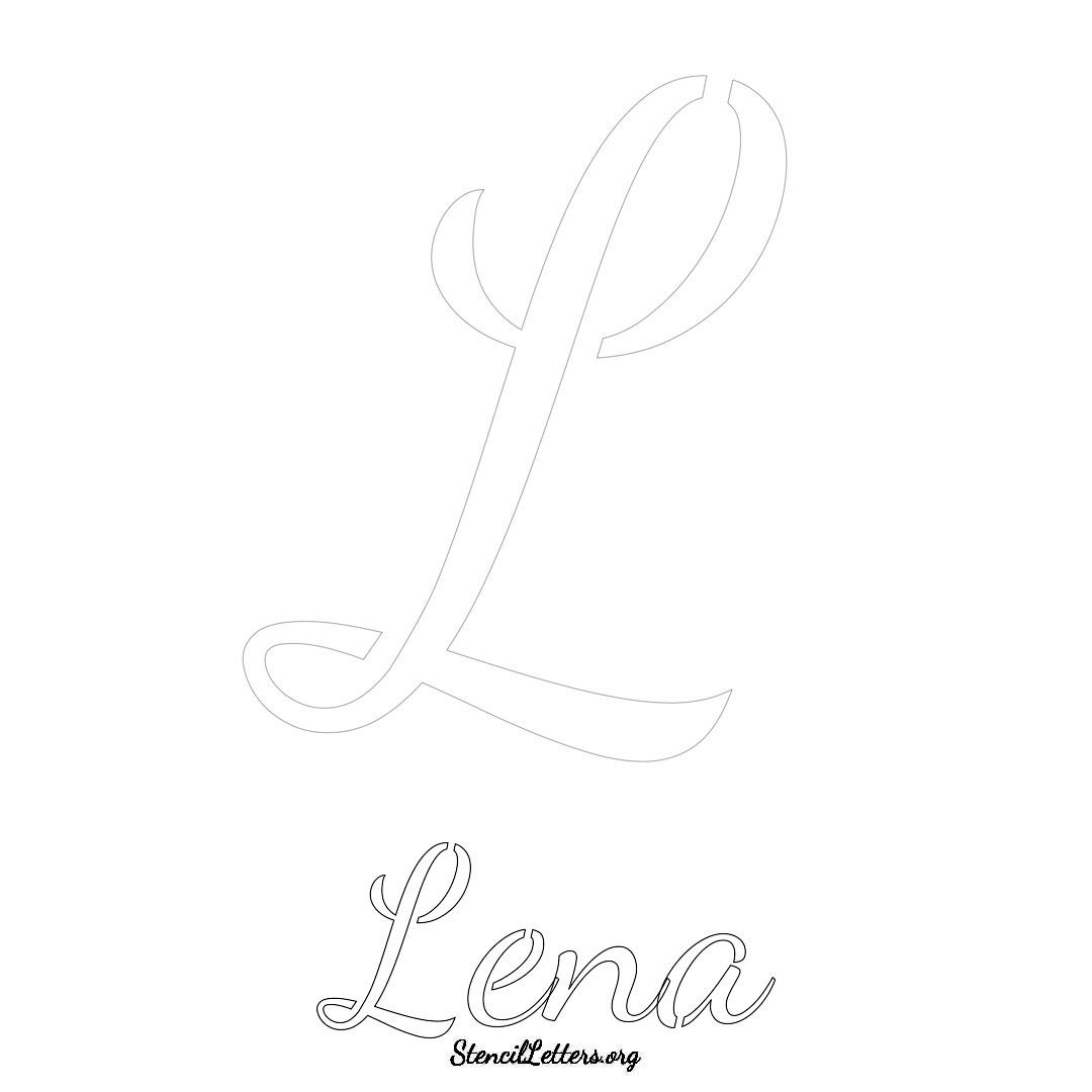 Lena printable name initial stencil in Cursive Script Lettering