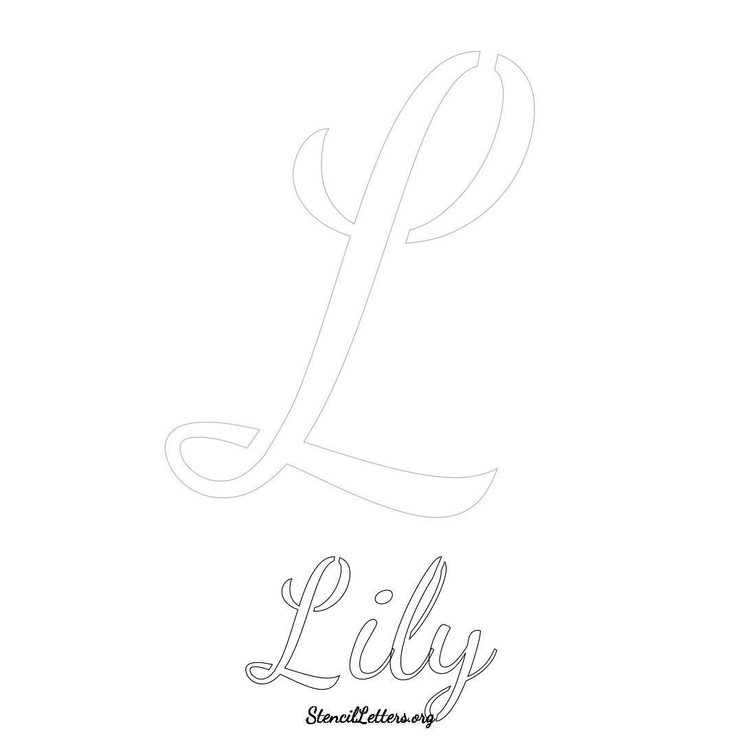 Lily printable name initial stencil in Cursive Script Lettering