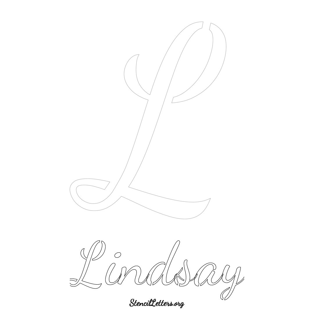 Lindsay printable name initial stencil in Cursive Script Lettering