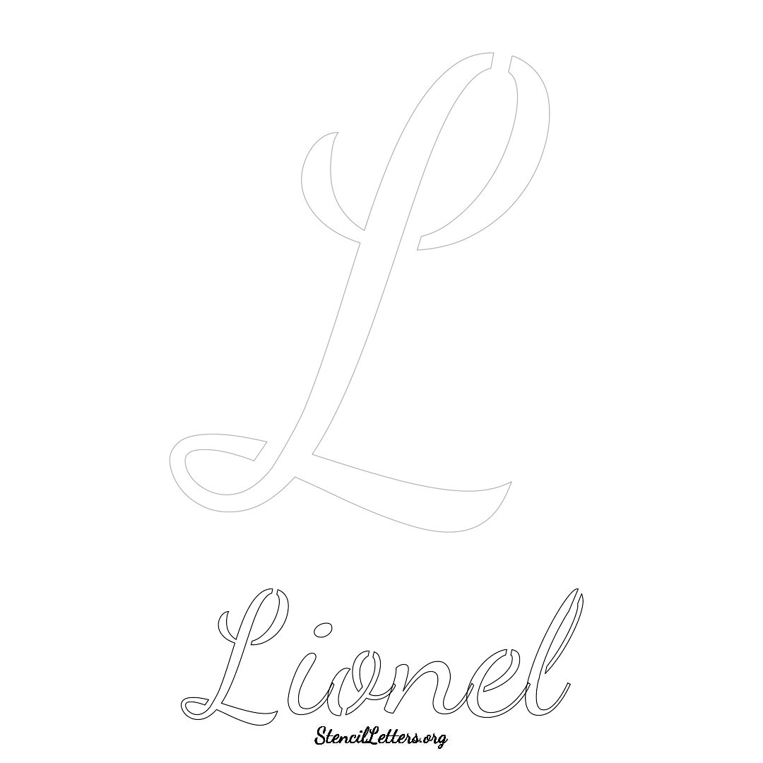 Lionel printable name initial stencil in Cursive Script Lettering