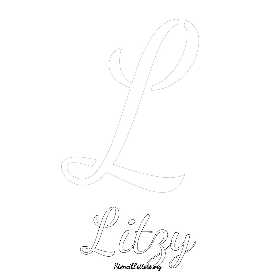 Litzy printable name initial stencil in Cursive Script Lettering