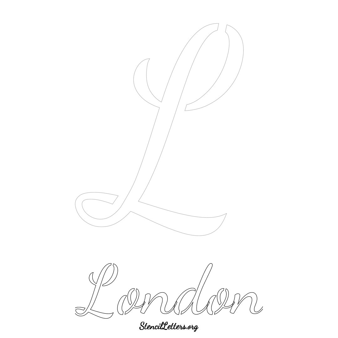 London printable name initial stencil in Cursive Script Lettering