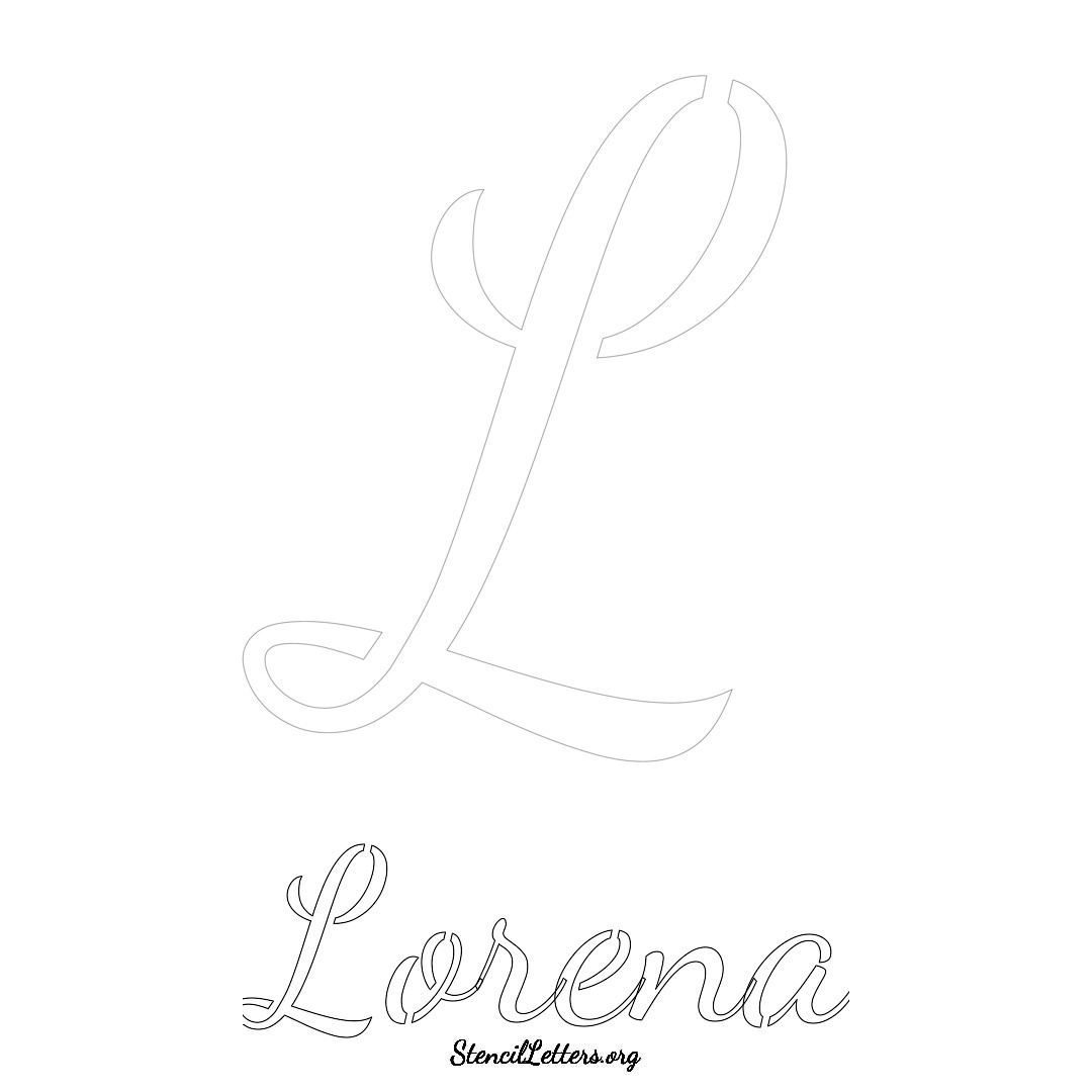 Lorena printable name initial stencil in Cursive Script Lettering