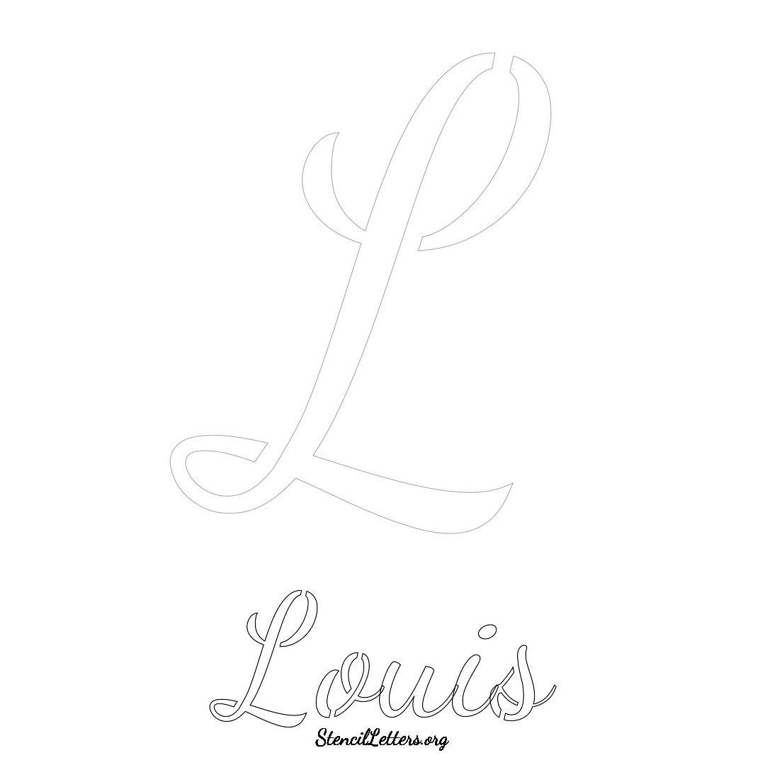 Louis printable name initial stencil in Cursive Script Lettering