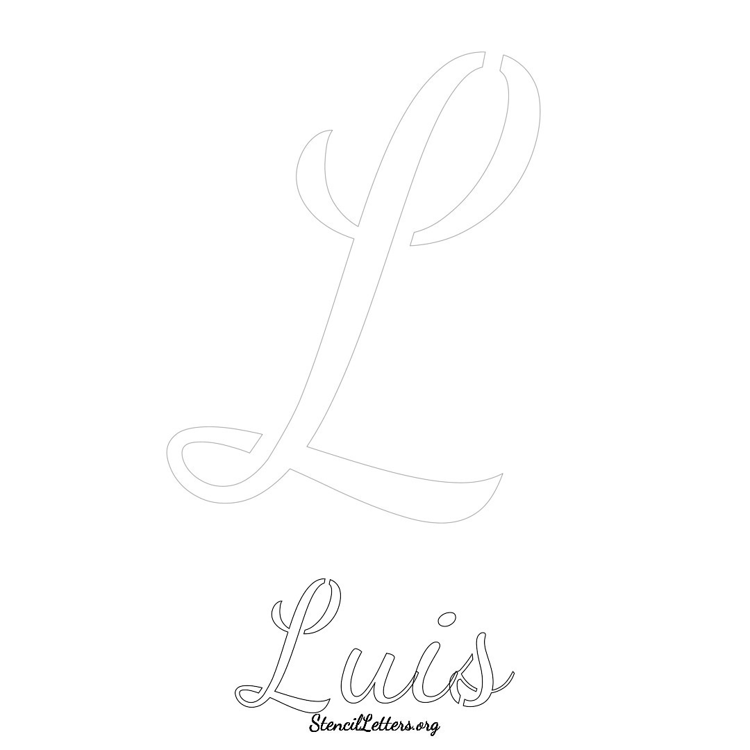 Luis printable name initial stencil in Cursive Script Lettering