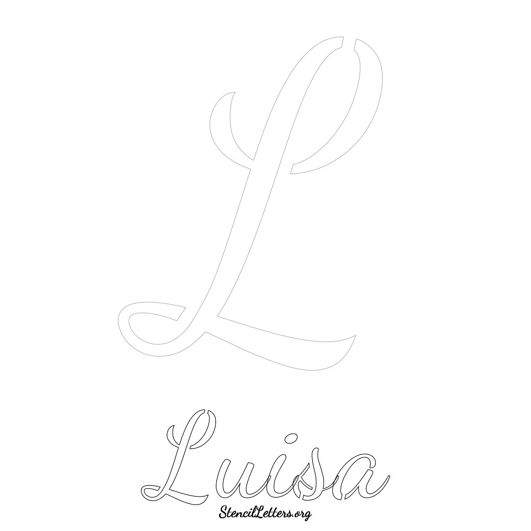 Luisa printable name initial stencil in Cursive Script Lettering