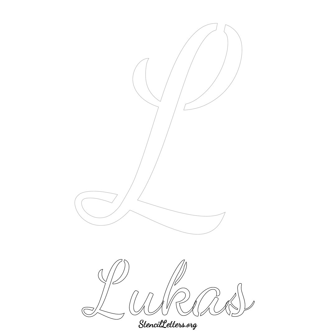 Lukas printable name initial stencil in Cursive Script Lettering