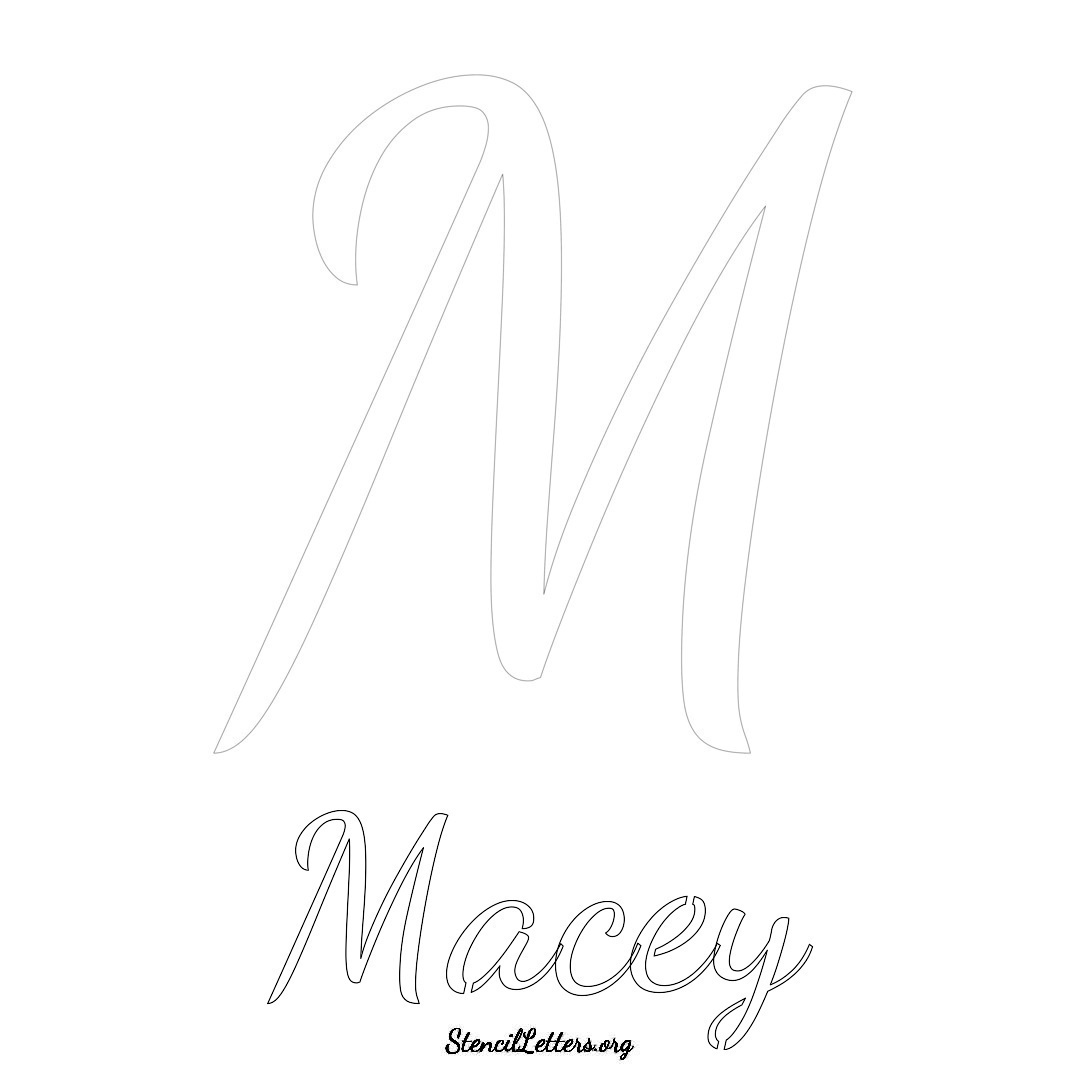 Macey printable name initial stencil in Cursive Script Lettering