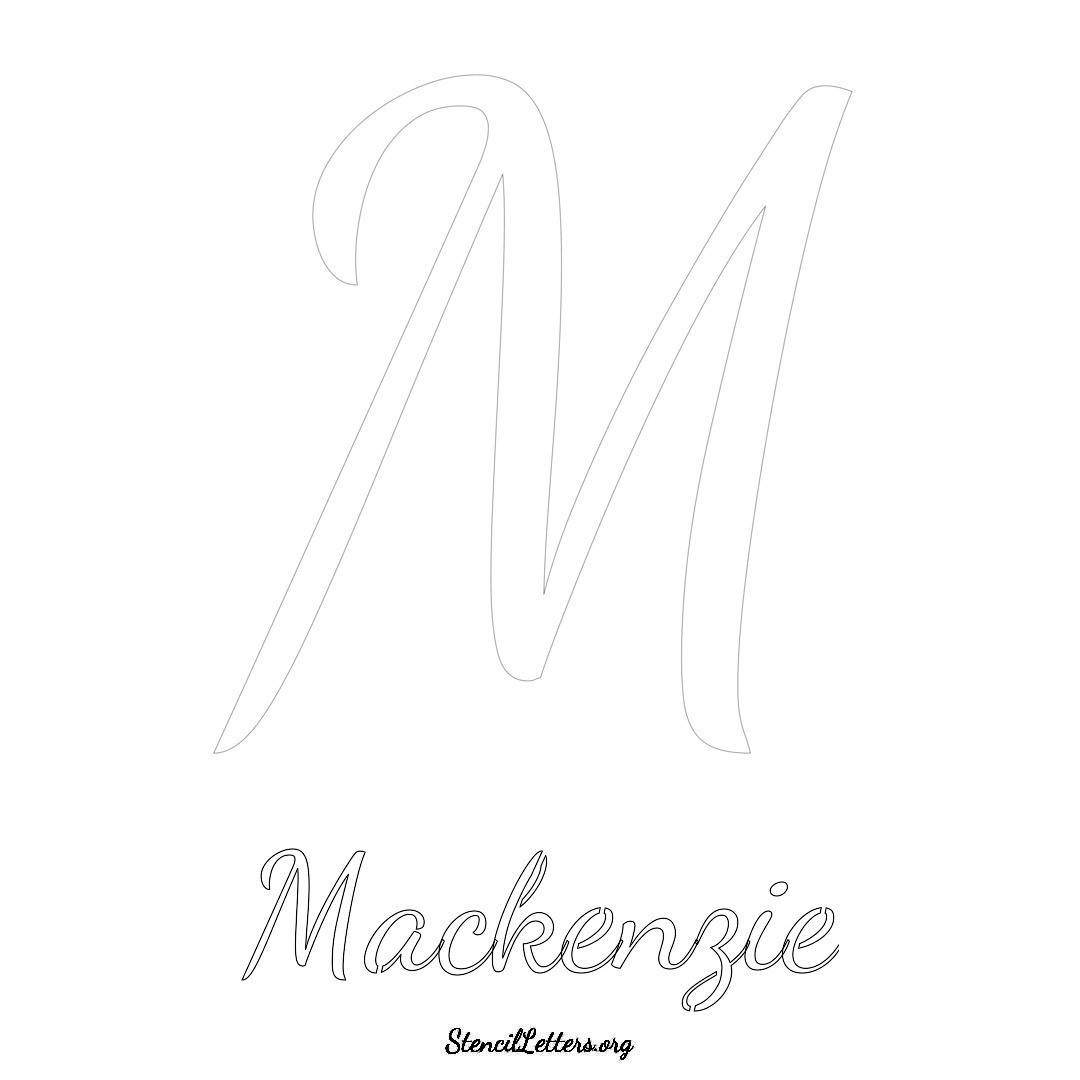 Mackenzie printable name initial stencil in Cursive Script Lettering