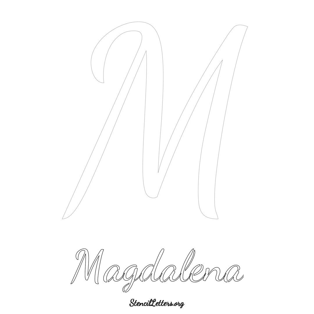 Magdalena printable name initial stencil in Cursive Script Lettering