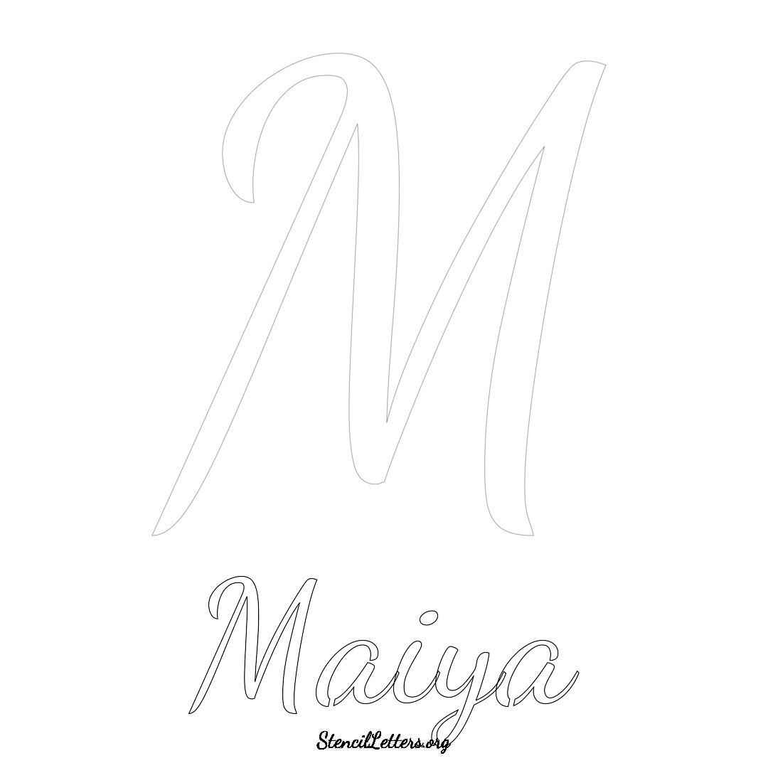 Maiya printable name initial stencil in Cursive Script Lettering