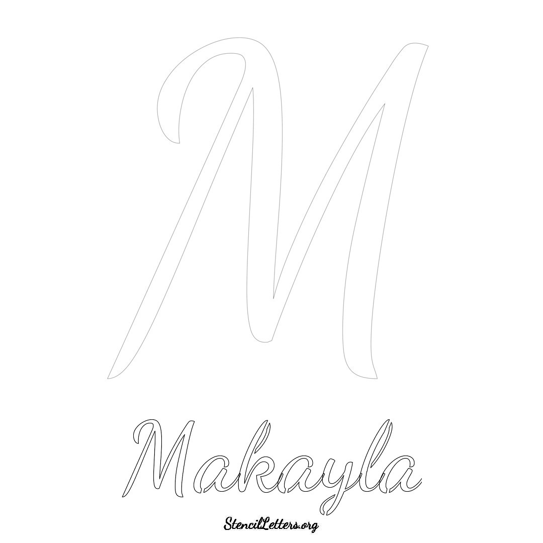 Makayla printable name initial stencil in Cursive Script Lettering