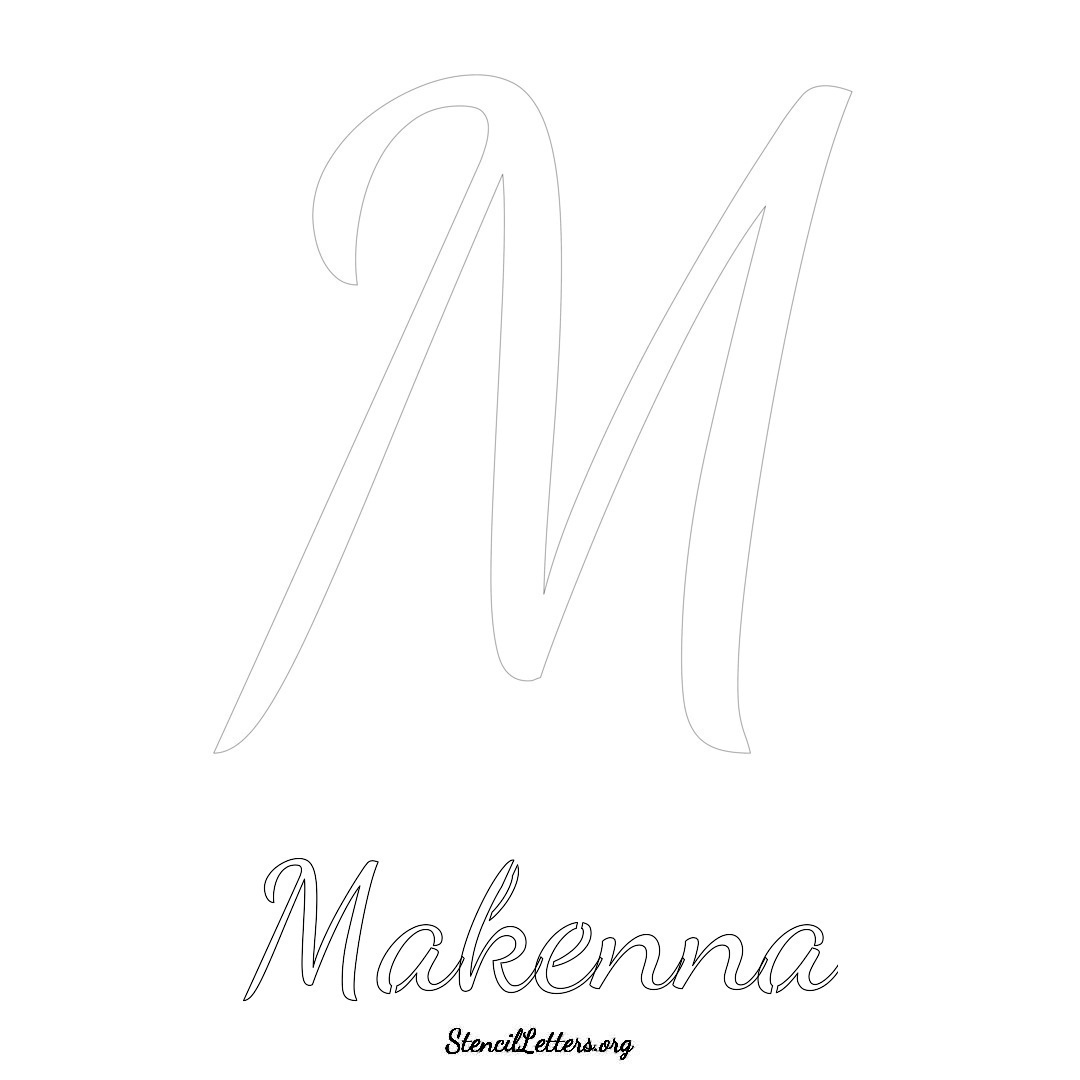 Makenna printable name initial stencil in Cursive Script Lettering