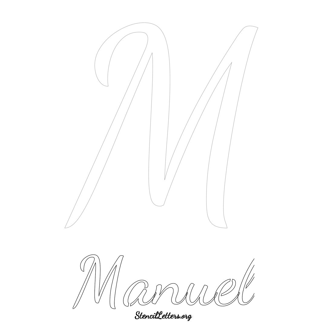 Manuel printable name initial stencil in Cursive Script Lettering