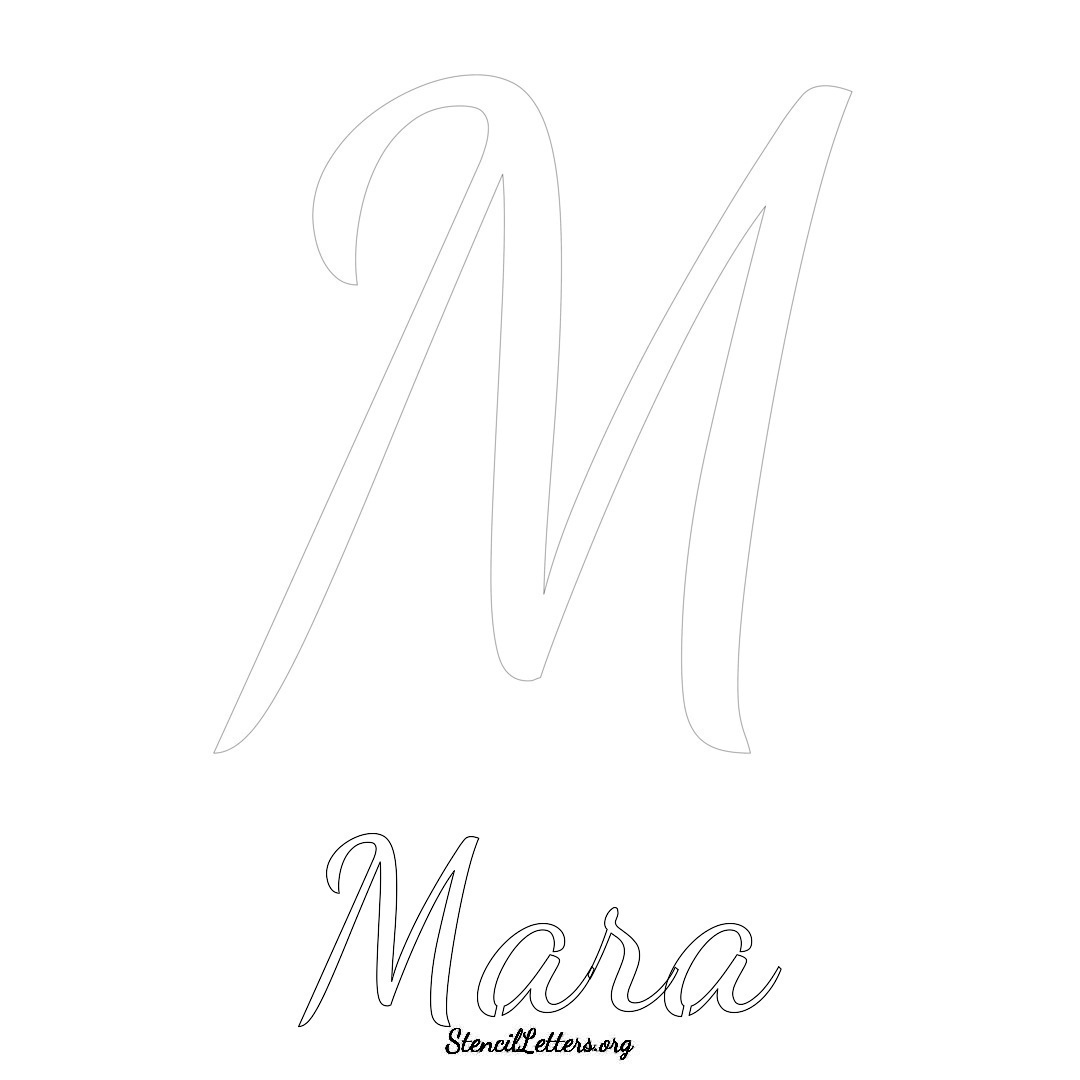 Mara printable name initial stencil in Cursive Script Lettering