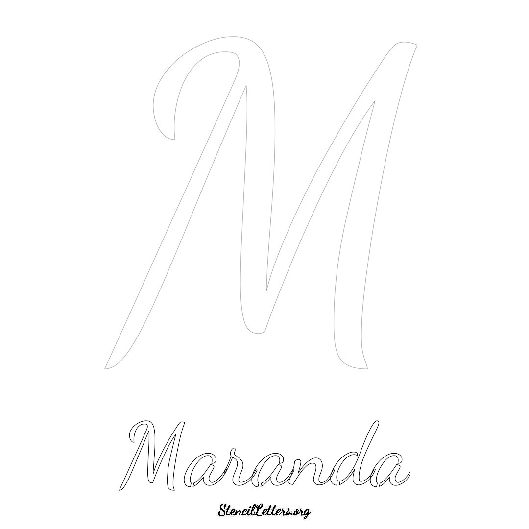 Maranda printable name initial stencil in Cursive Script Lettering