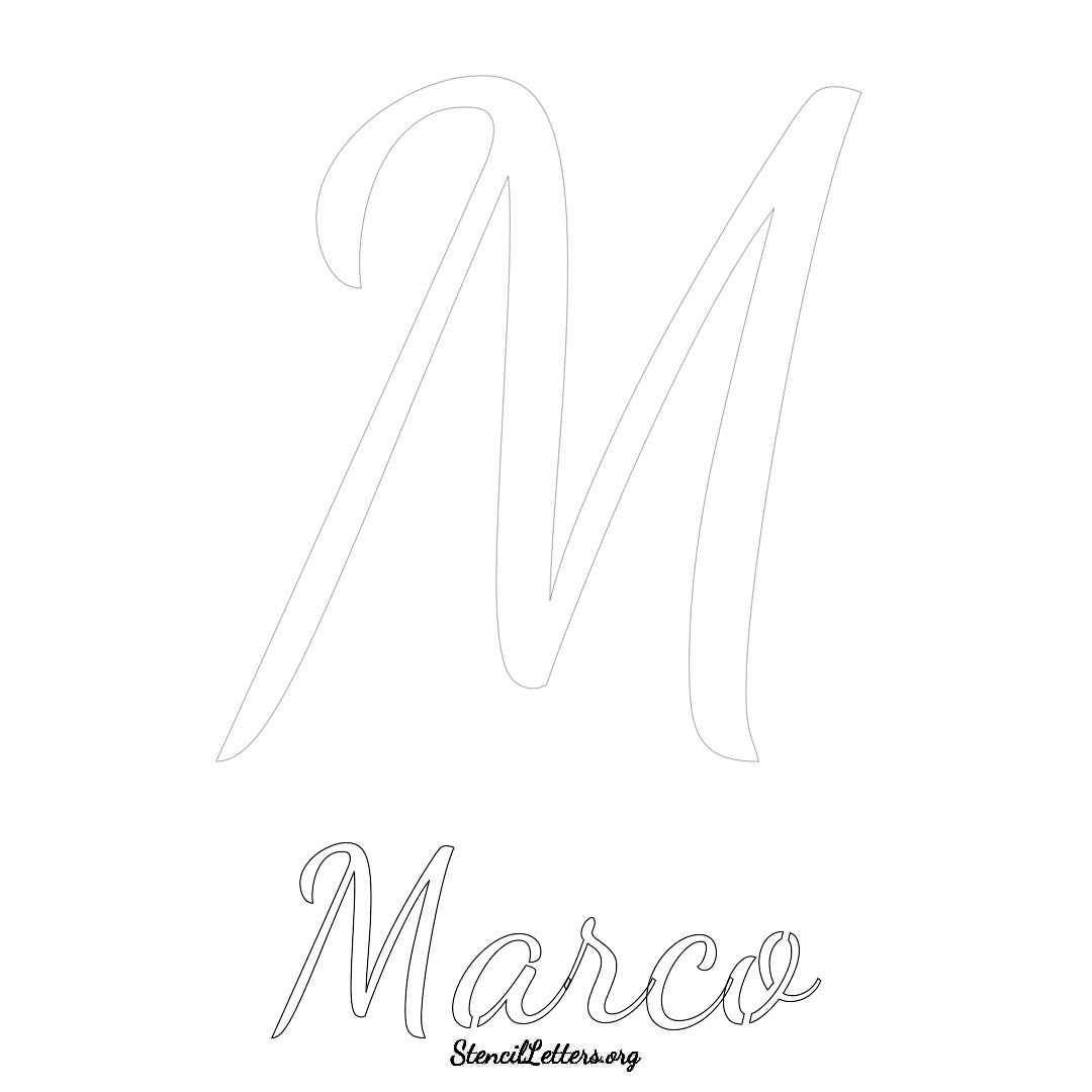 Marco printable name initial stencil in Cursive Script Lettering