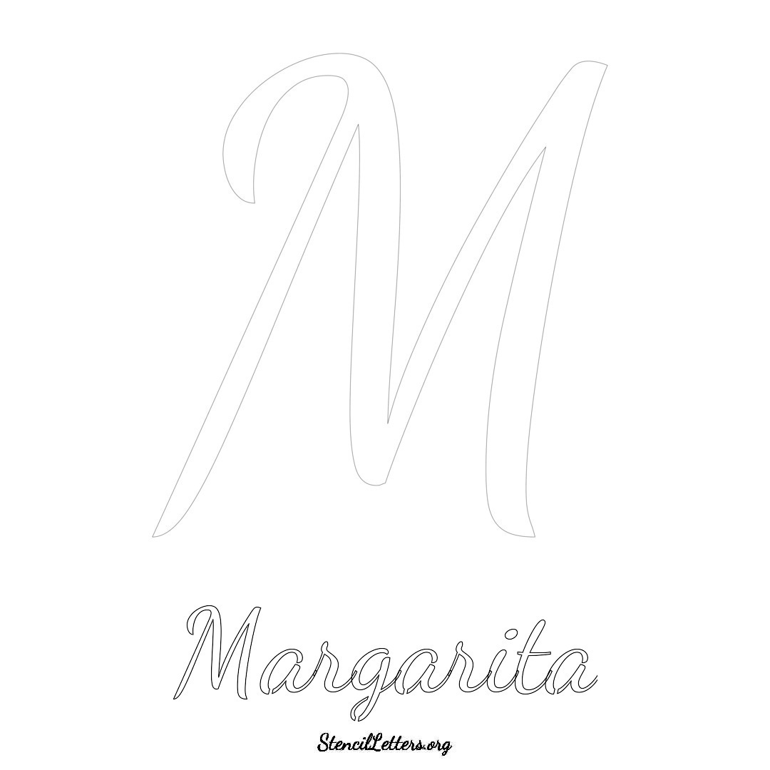 Margarita printable name initial stencil in Cursive Script Lettering