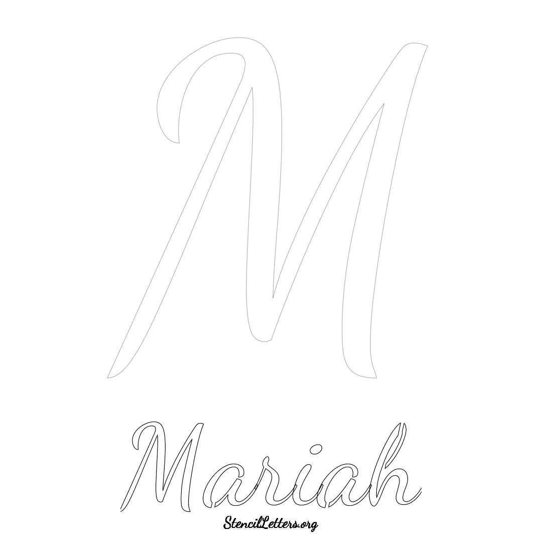 Mariah printable name initial stencil in Cursive Script Lettering