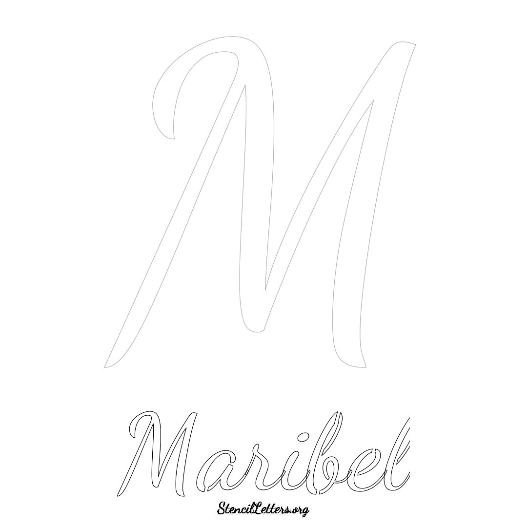 Maribel printable name initial stencil in Cursive Script Lettering