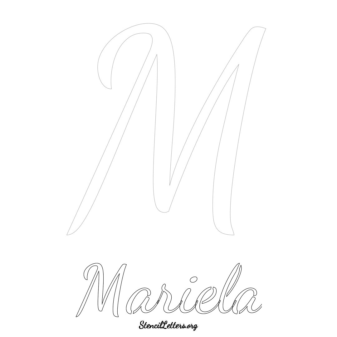 Mariela printable name initial stencil in Cursive Script Lettering