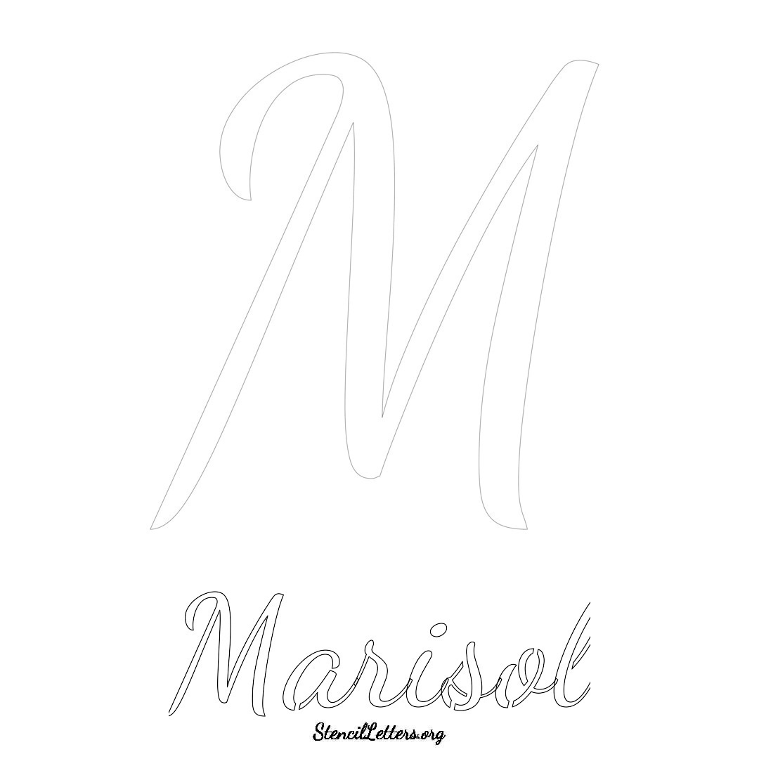 Marisol printable name initial stencil in Cursive Script Lettering