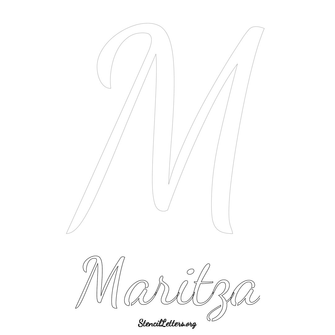 Maritza printable name initial stencil in Cursive Script Lettering