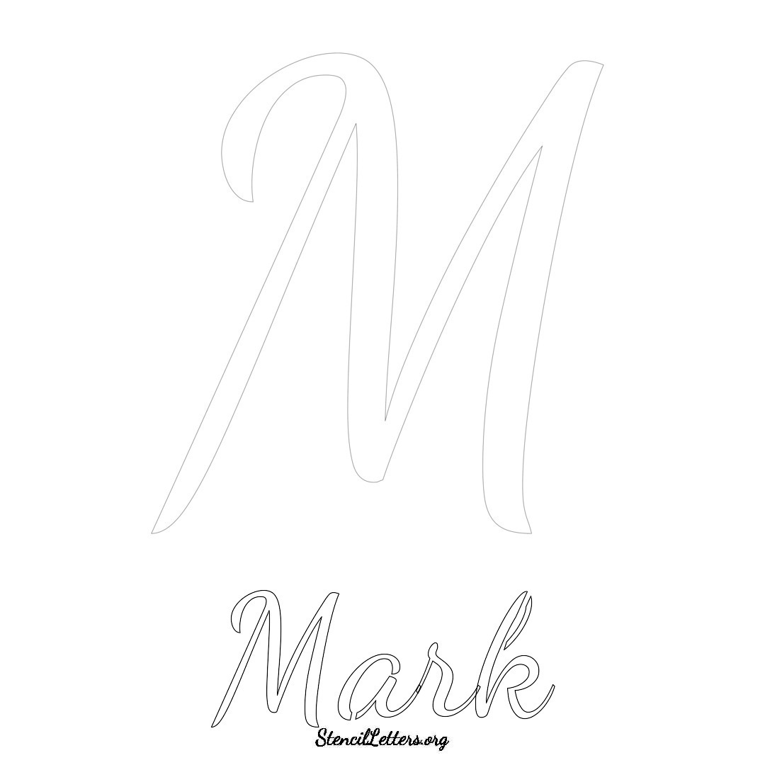 Mark printable name initial stencil in Cursive Script Lettering