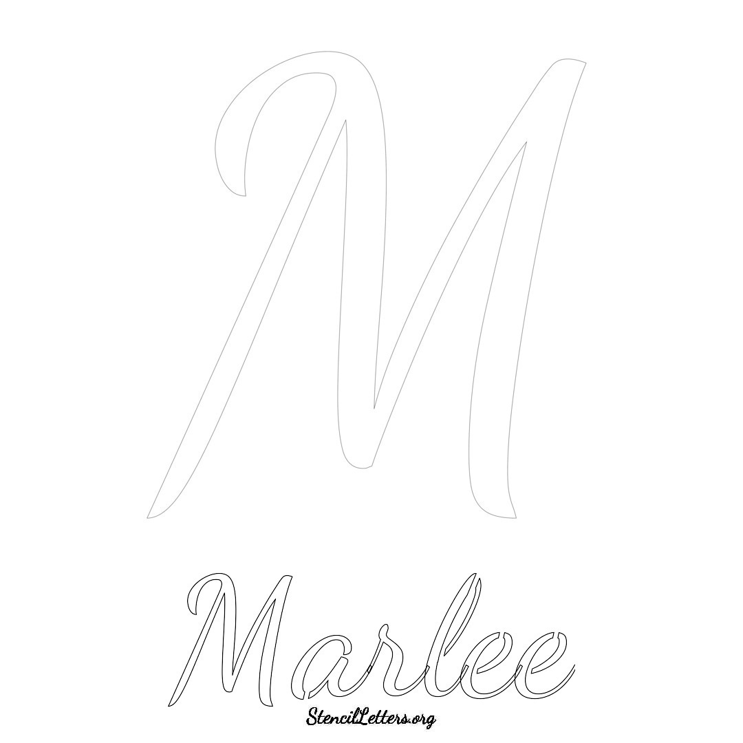 Marlee printable name initial stencil in Cursive Script Lettering