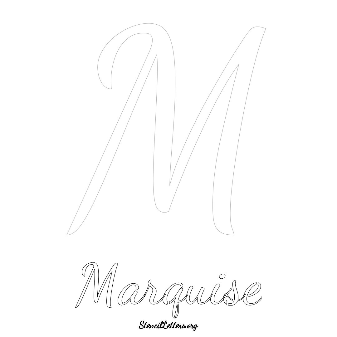 Marquise printable name initial stencil in Cursive Script Lettering