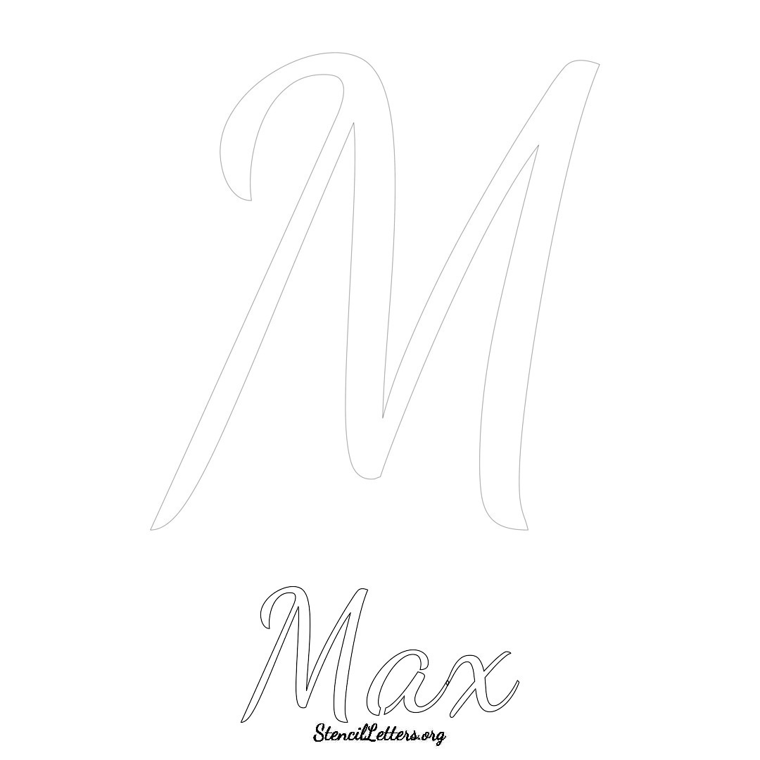 Max printable name initial stencil in Cursive Script Lettering