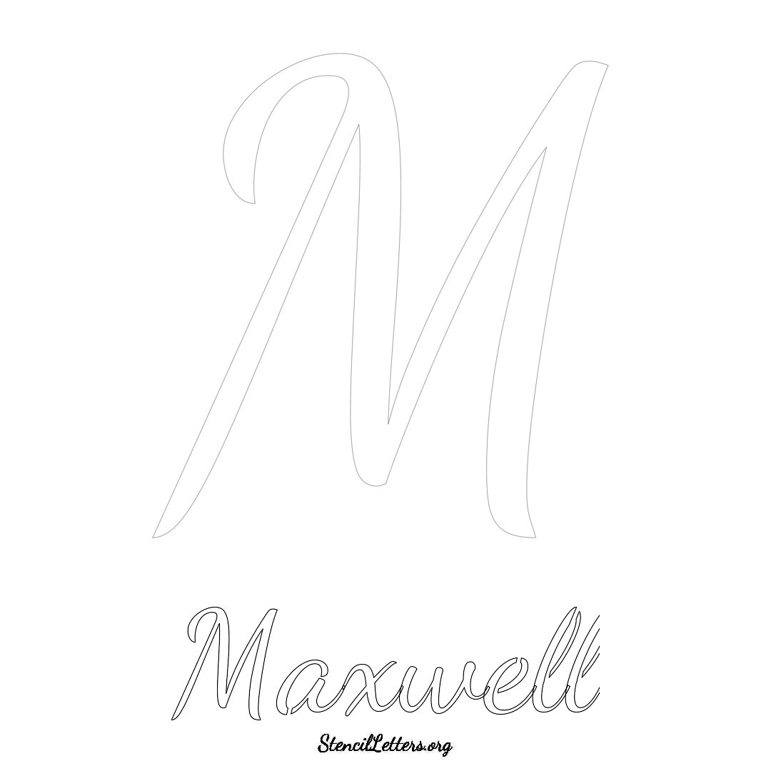 Maxwell printable name initial stencil in Cursive Script Lettering