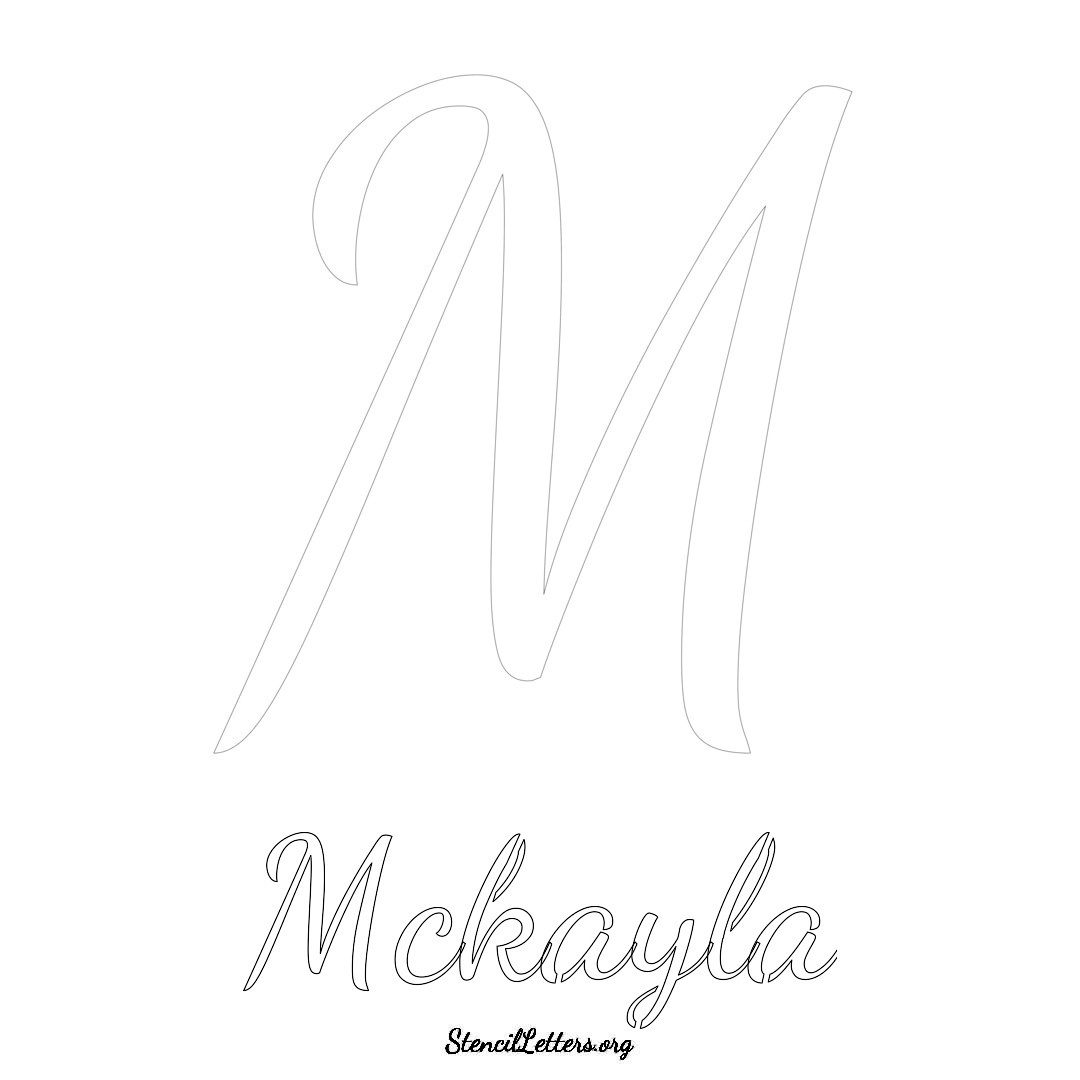 McKayla printable name initial stencil in Cursive Script Lettering