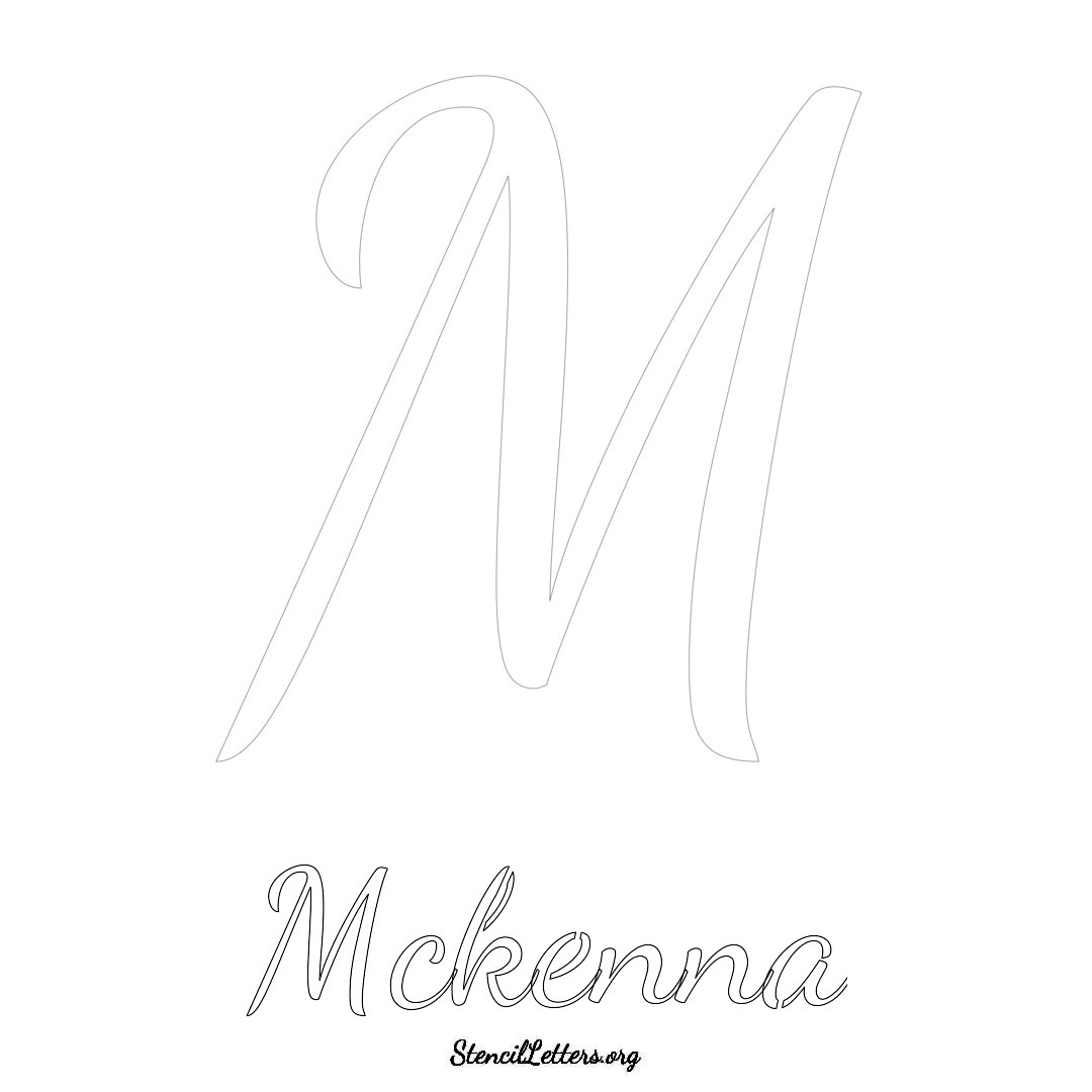 Mckenna printable name initial stencil in Cursive Script Lettering