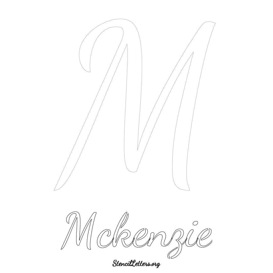 McKenzie printable name initial stencil in Cursive Script Lettering