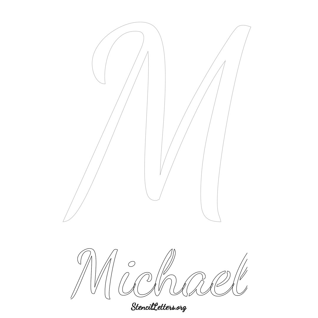 Michael printable name initial stencil in Cursive Script Lettering