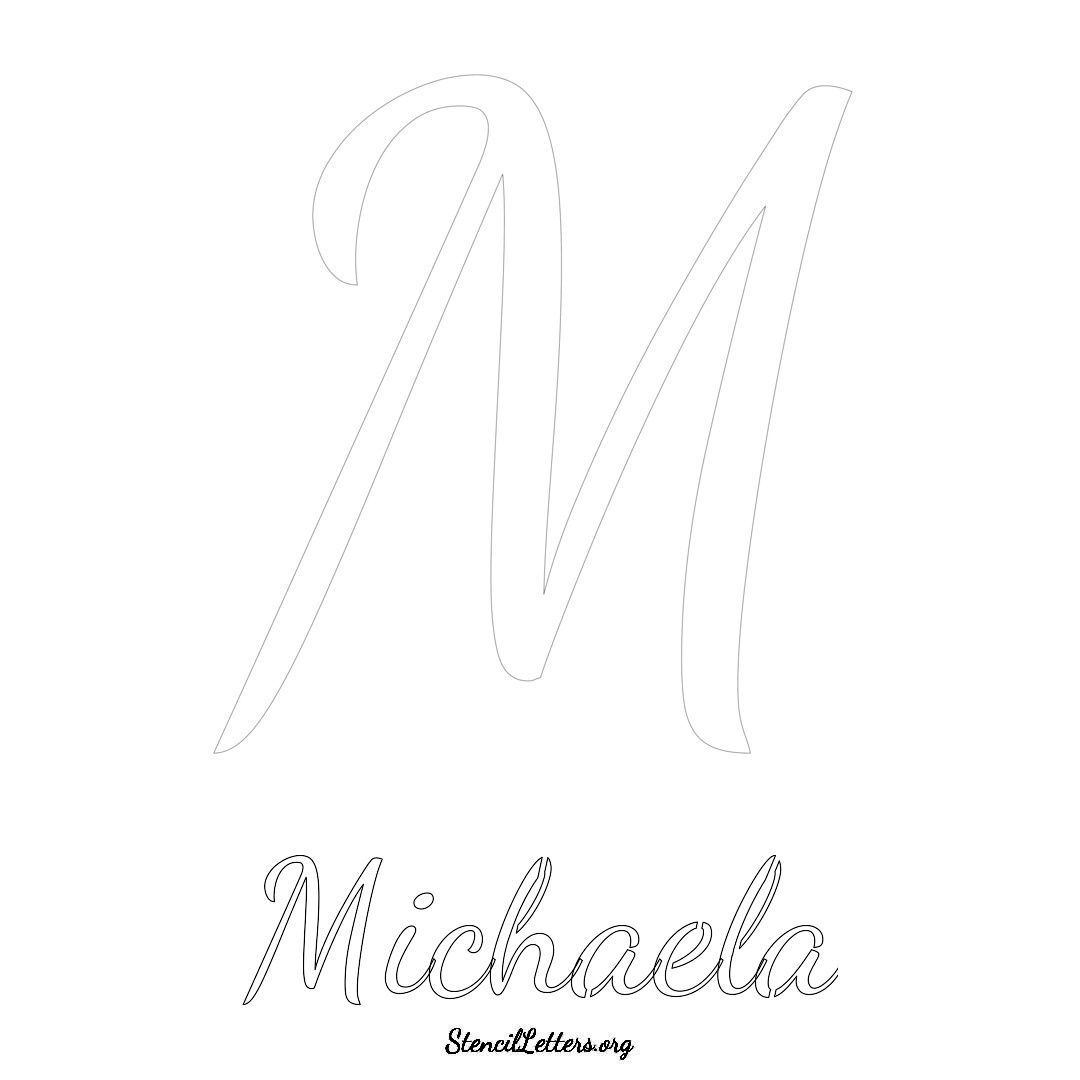 Michaela printable name initial stencil in Cursive Script Lettering