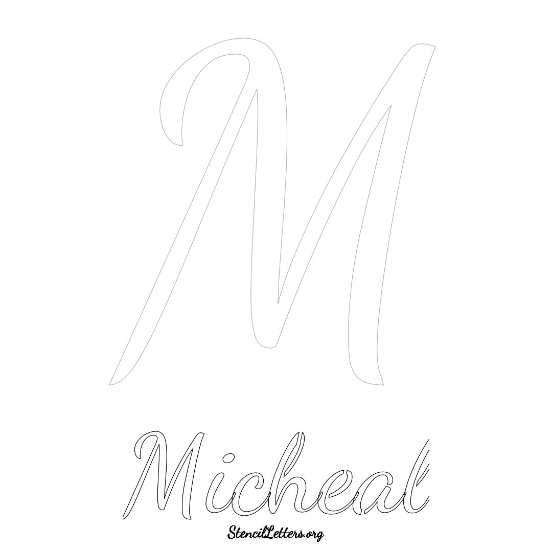 Micheal printable name initial stencil in Cursive Script Lettering