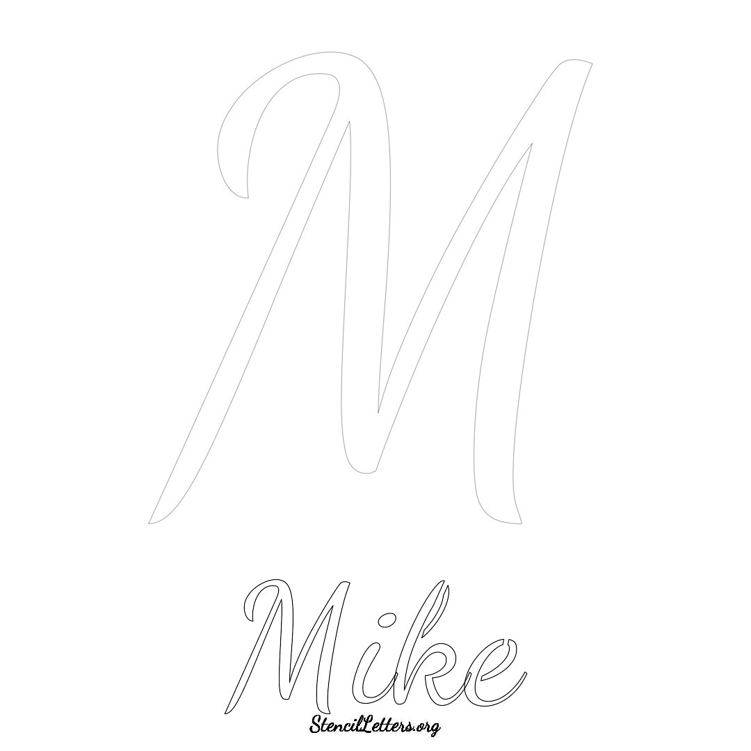 Mike printable name initial stencil in Cursive Script Lettering