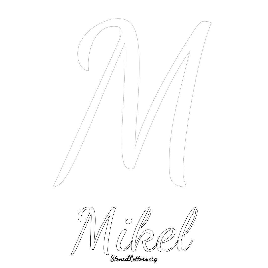 Mikel printable name initial stencil in Cursive Script Lettering