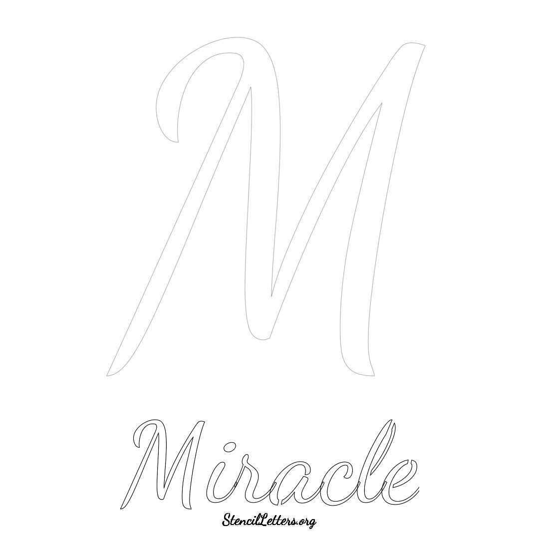 Miracle printable name initial stencil in Cursive Script Lettering