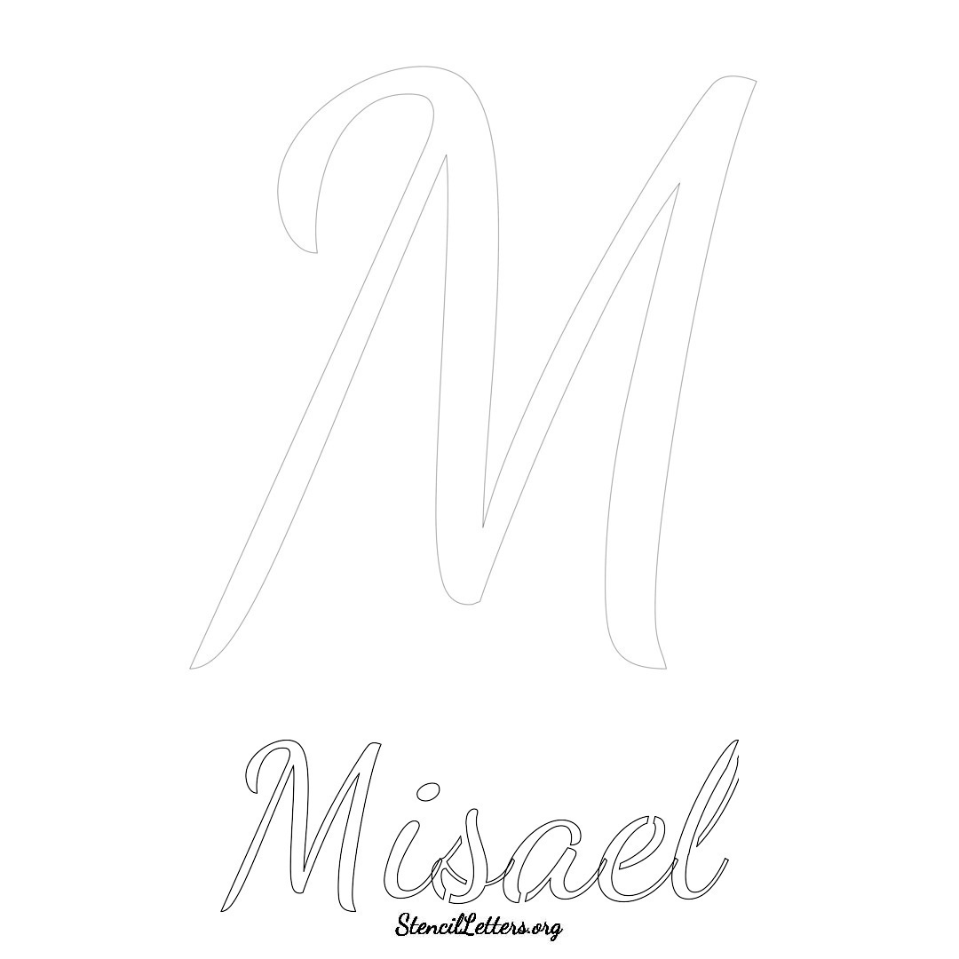 Misael printable name initial stencil in Cursive Script Lettering