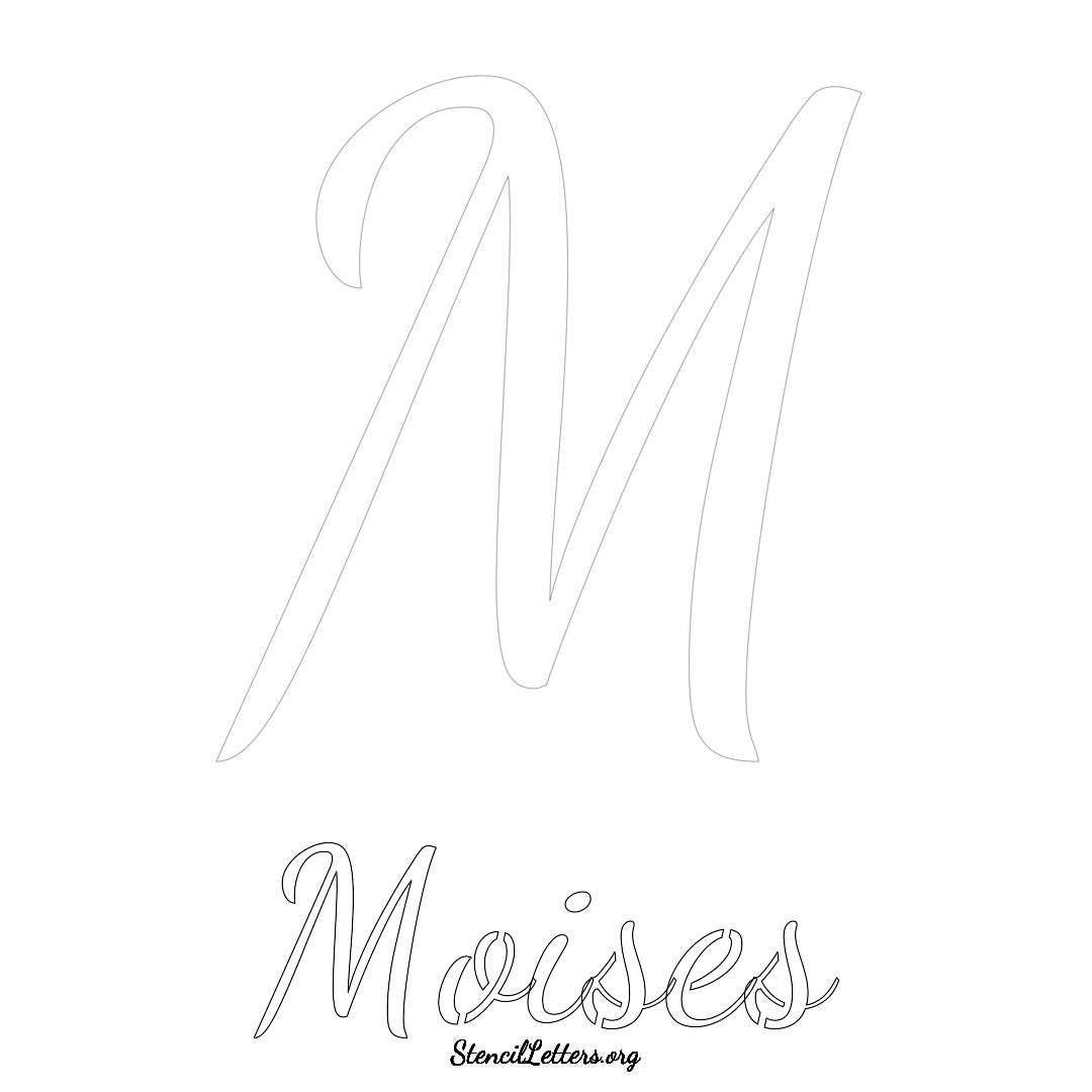 Moises printable name initial stencil in Cursive Script Lettering