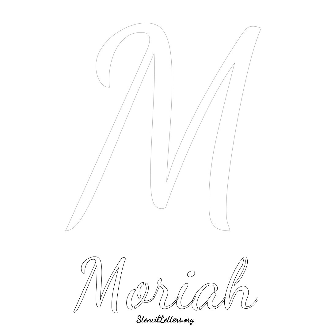 Moriah printable name initial stencil in Cursive Script Lettering